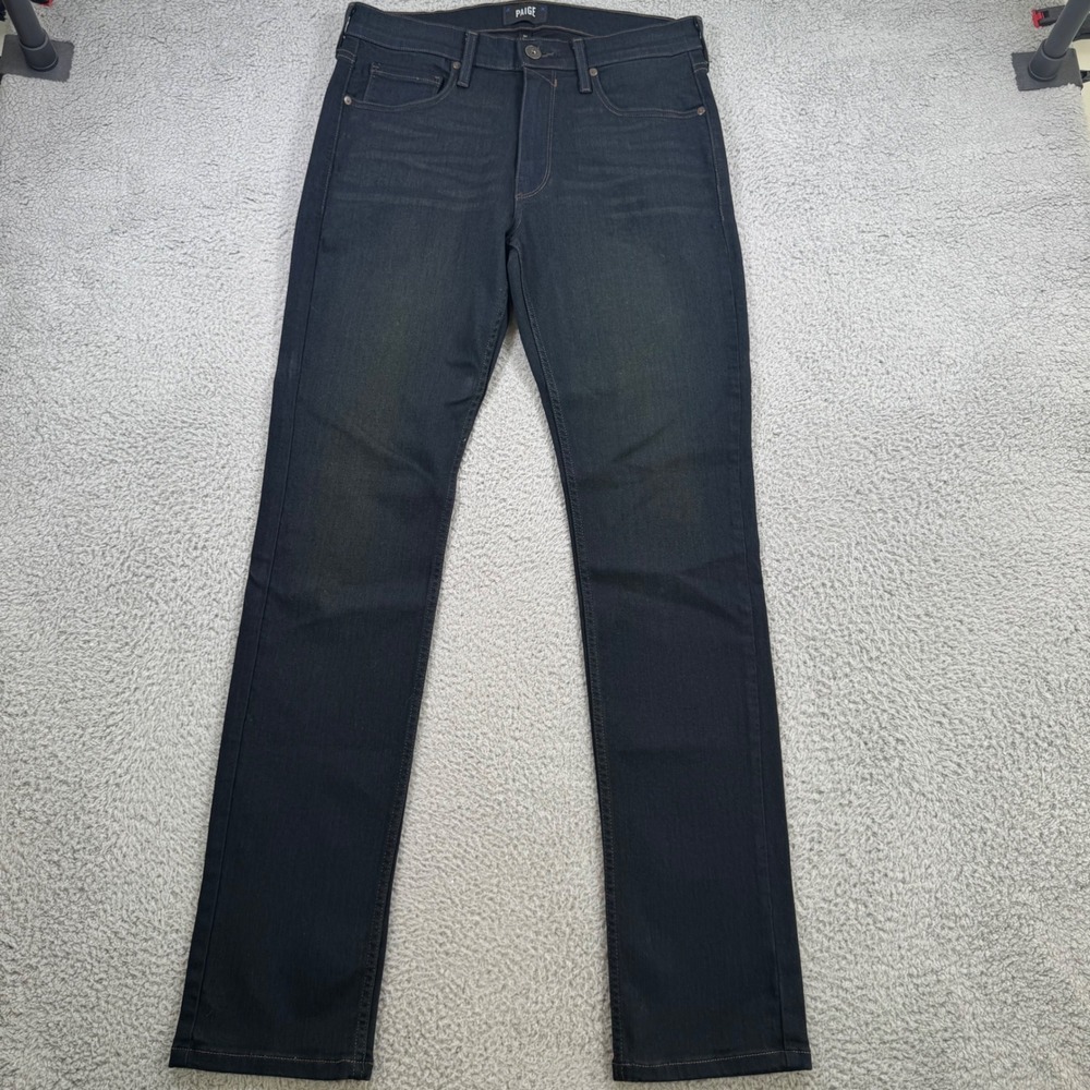 Paige Lennox Slim Fit Jeans Mens 31 Dark Wash Indigo Stretch Made in USA Denim